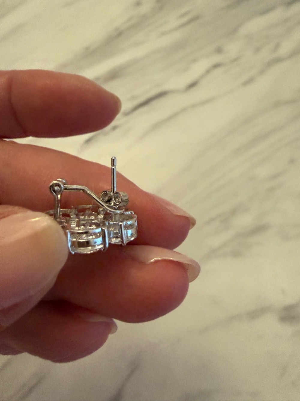 Sterling Silver Flower Stud Earrings - Picture 6 of 7